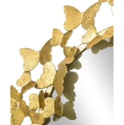 Espejo De Pared Redondo De Metal Butterfly, Estilo Vintage