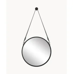 Espejo De Pared Redondo Liz, Con Correa De Cuero