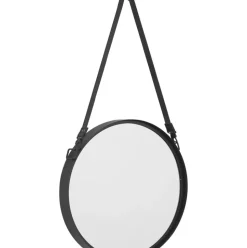 Espejo De Pared Redondo Liz, Con Correa De Cuero