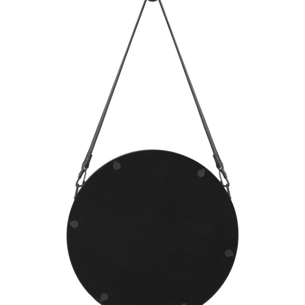 Espejo De Pared Redondo Liz, Con Correa De Cuero