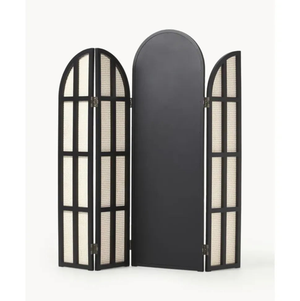 Espejo De Pie Con Biombo De Ratan Aura