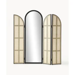 Espejo De Pie Con Biombo De Ratan Aura