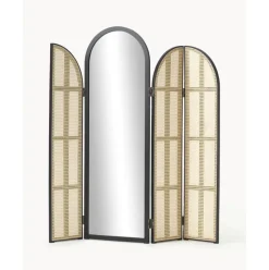 Espejo De Pie Con Biombo De Ratan Aura