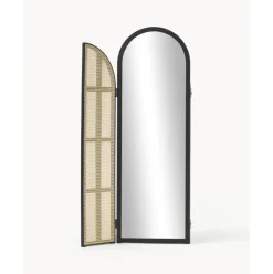 Espejo De Pie Con Biombo De Ratan Aura