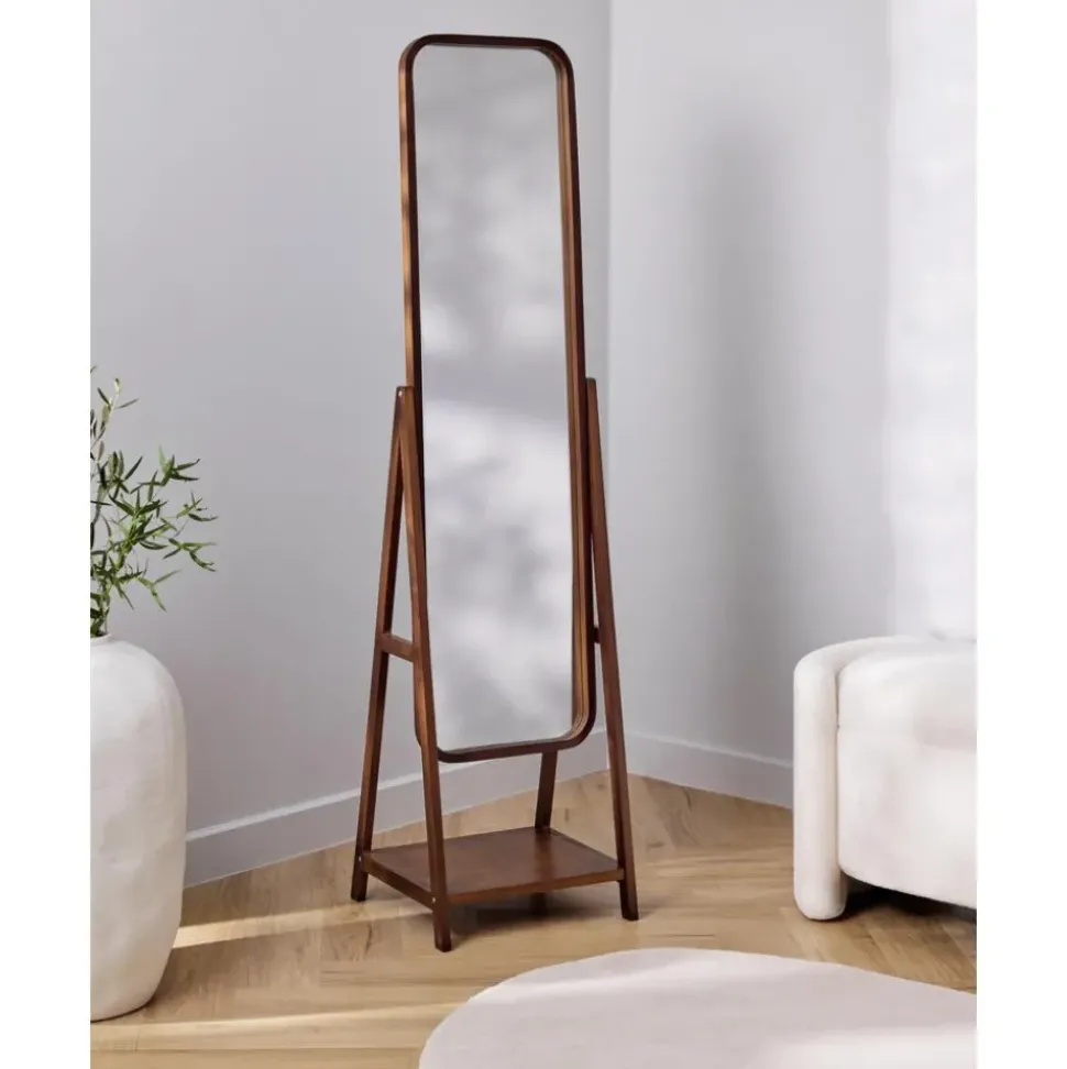 Espejo De Pie Con Estante De Madera Matteo