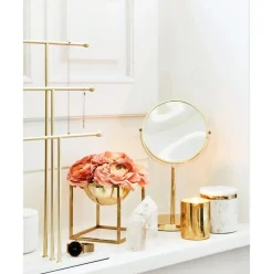 Espejo Tocador Redondo De Metal Classic, Con Aumento