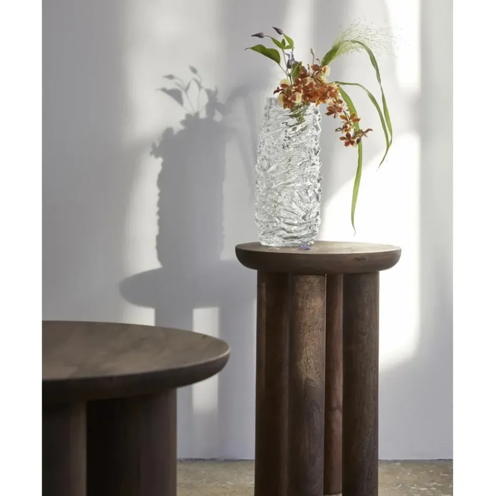 Jarron Alto De Vidrio Con Relieve Maio