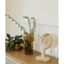 Jarron De Vidrio Acanalado Lija