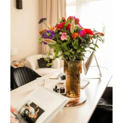 Jarron De Vidrio Acanalado Lija