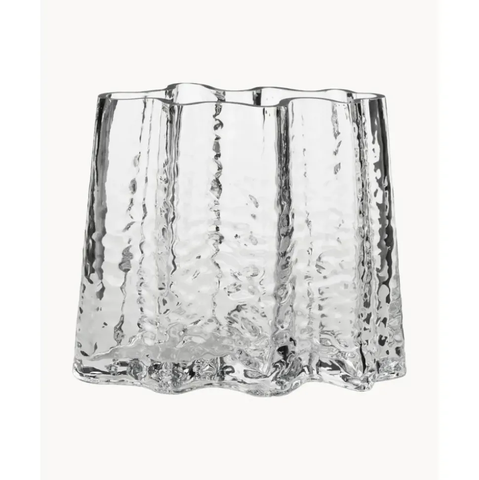 Jarron De Vidrio Soplado Artesanalmente Con Relieves Gry