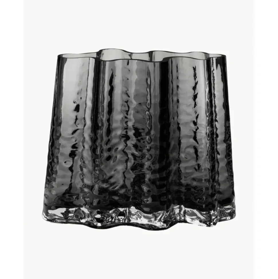 Jarron De Vidrio Soplado Artesanalmente Con Relieves Gry