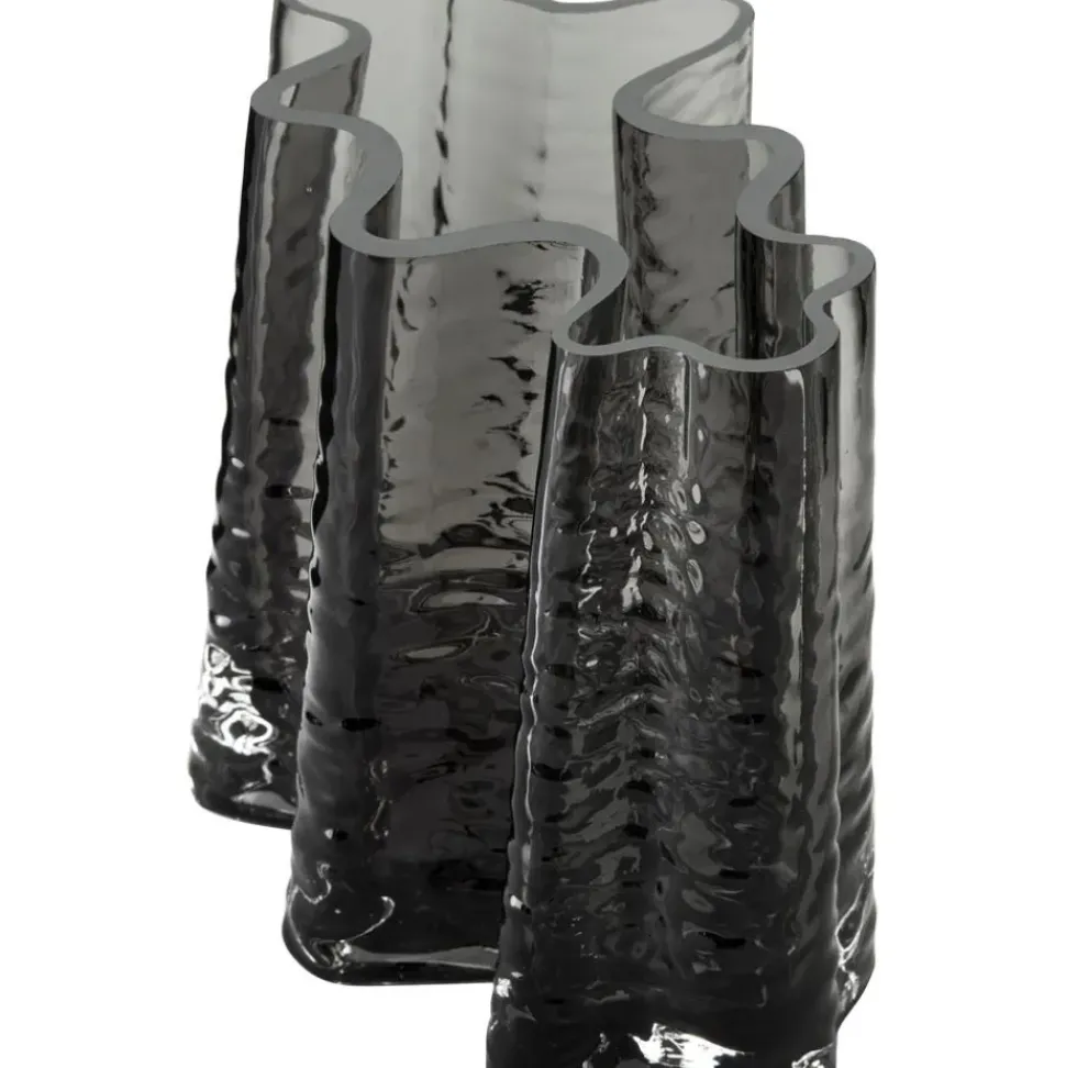 Jarron De Vidrio Soplado Artesanalmente Con Relieves Gry