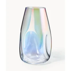 Jarron Grande De Vidrio Iridiscente Soplado Artesanalmente Rainbow