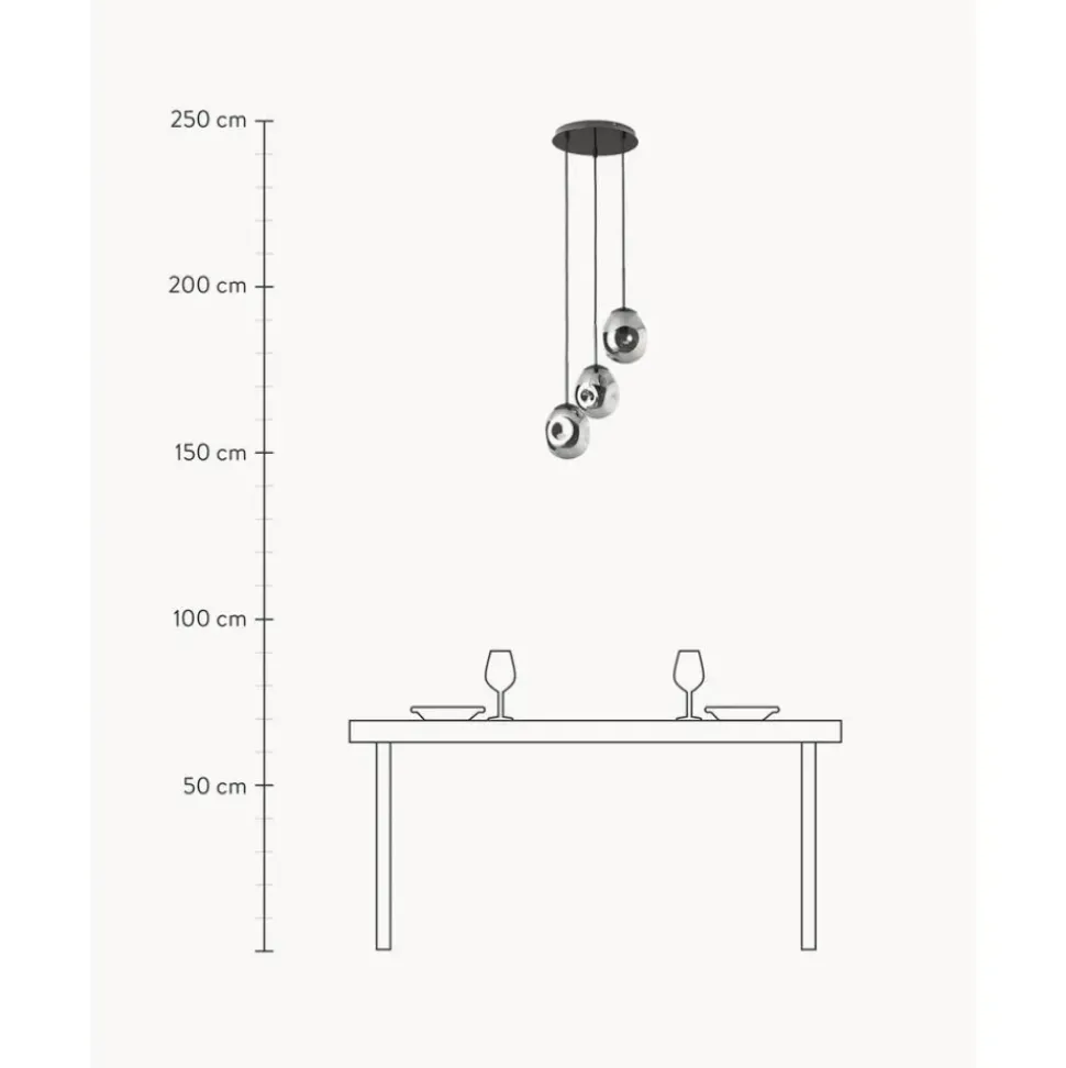 Lampara De Techo Cluster De Vidrio Espejado Amora