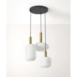 Lampara De Techo Cluster De Vidrio Opalino Candela