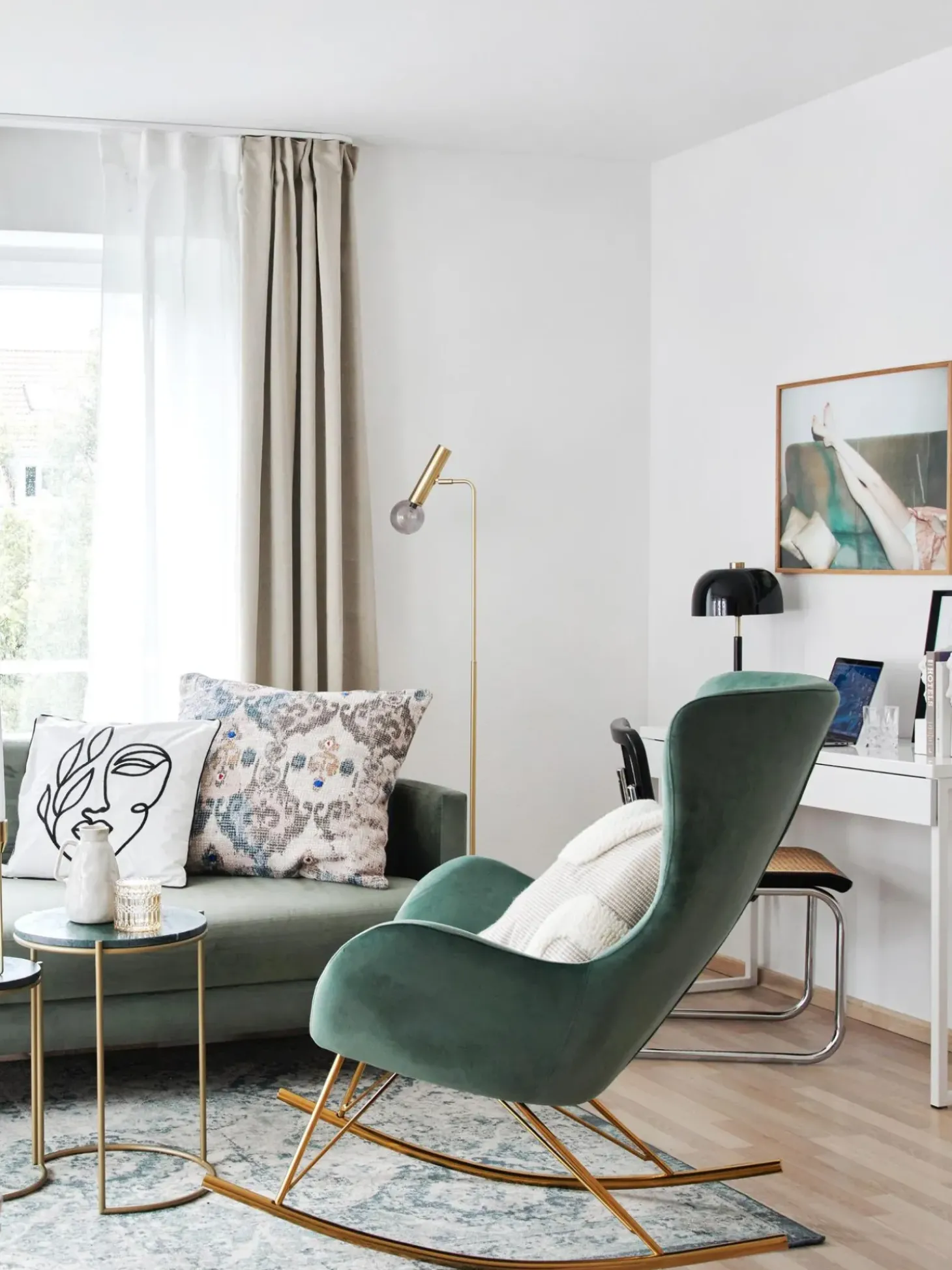 Mecedora De Terciopelo Wing