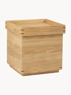 Mesa Auxiliar Artesanal De Roble Japanese, Con Espacio De Almacenamiento