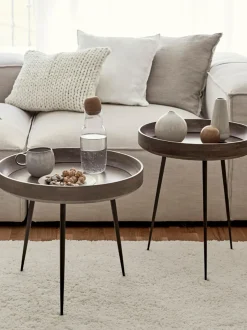 Mesa Auxiliar Bowl Table, Tablero De Madera De Mango