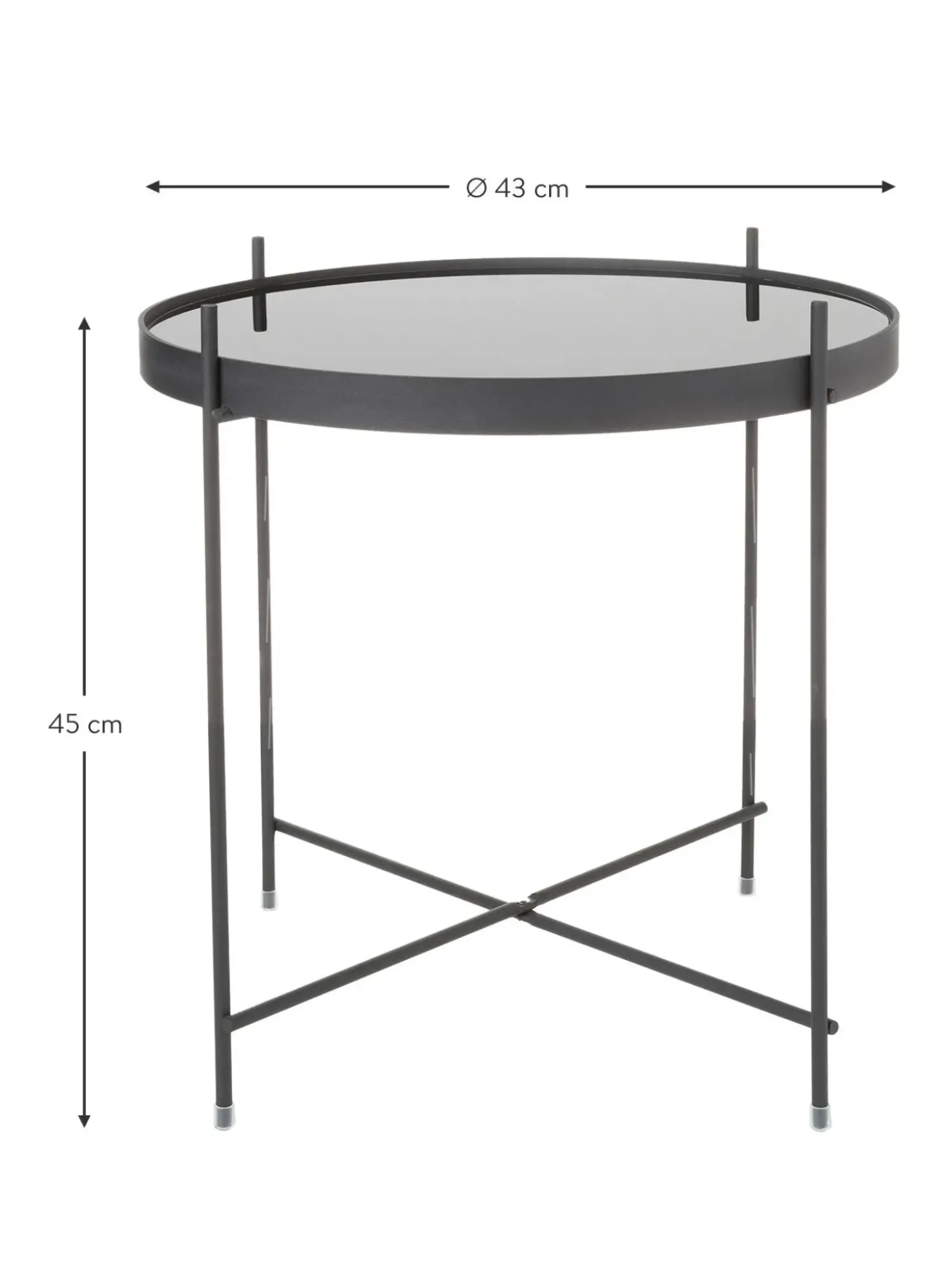 Mesa Auxiliar Plegable Cupid, Tablero De Cristal