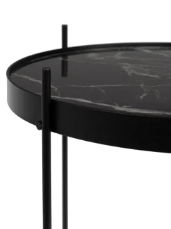 Mesa Auxiliar Plegable Cupid, Tablero De Cristal En Aspecto Marmol