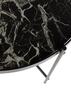 Mesa Auxiliar Plegable Cupid, Tablero De Cristal En Aspecto Marmol