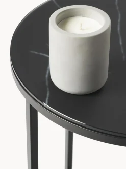 Mesa Auxiliar Redonda Antigua, Tablero De Vidrio En Aspecto Marmol