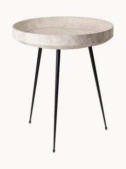 Mesa Auxiliar Redonda Artesanal De Madera De Roble Bowl