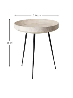 Mesa Auxiliar Redonda Artesanal De Madera De Roble Bowl