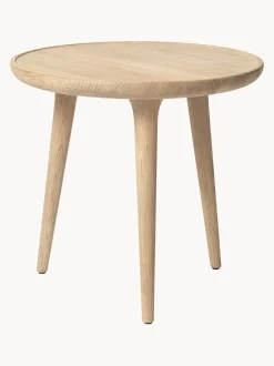 Mesa Auxiliar Redonda Artesanal De Madera De Roble Accent