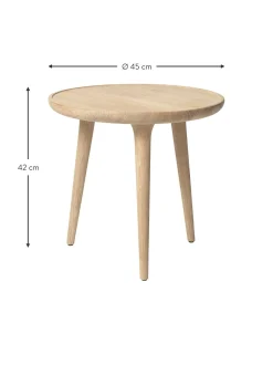 Mesa Auxiliar Redonda Artesanal De Madera De Roble Accent