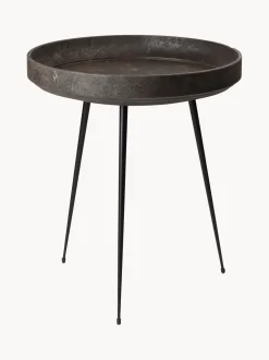 Mesa Auxiliar Redonda Artesanal De Madera De Roble Bowl