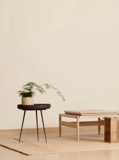 Mesa Auxiliar Redonda Artesanal De Madera De Roble Bowl