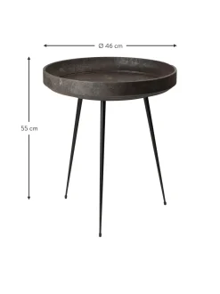 Mesa Auxiliar Redonda Artesanal De Madera De Roble Bowl