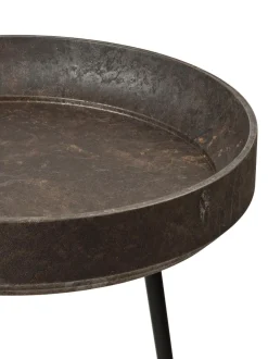 Mesa Auxiliar Redonda Artesanal De Madera De Roble Bowl