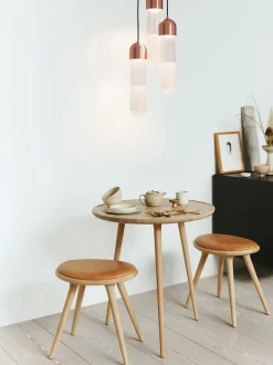 Mesa Auxiliar Redonda Artesanal De Madera De Roble Accent