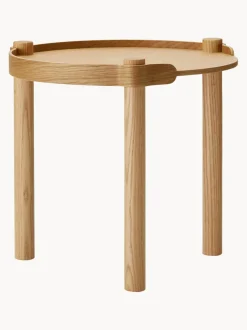 Mesa Auxiliar Redonda De Madera De Roble Woody