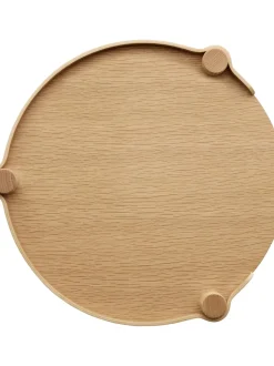 Mesa Auxiliar Redonda De Madera De Roble Woody