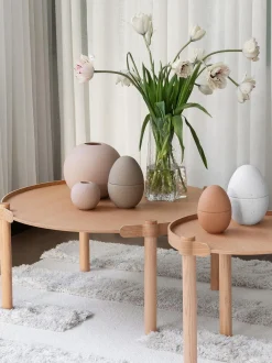 Mesa Auxiliar Redonda De Madera De Roble Woody