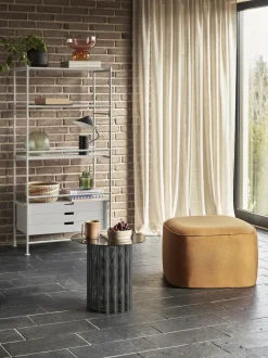 Mesa Auxiliar Redonda De Metal Flow, Tablero De Vidrio Flow