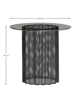 Mesa Auxiliar Redonda De Metal Flow, Tablero De Vidrio Flow