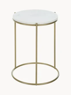 Mesa Auxiliar Redonda De Marmol Ella