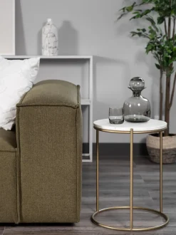 Mesa Auxiliar Redonda De Marmol Ella