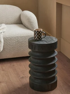 Mesa Auxiliar Redonda De Madera De Mango Ringo