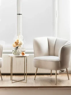 Mesa Auxiliar Redonda De Marmol Alys