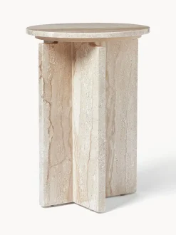 Mesa Auxiliar Redonda De Travertino Marisa