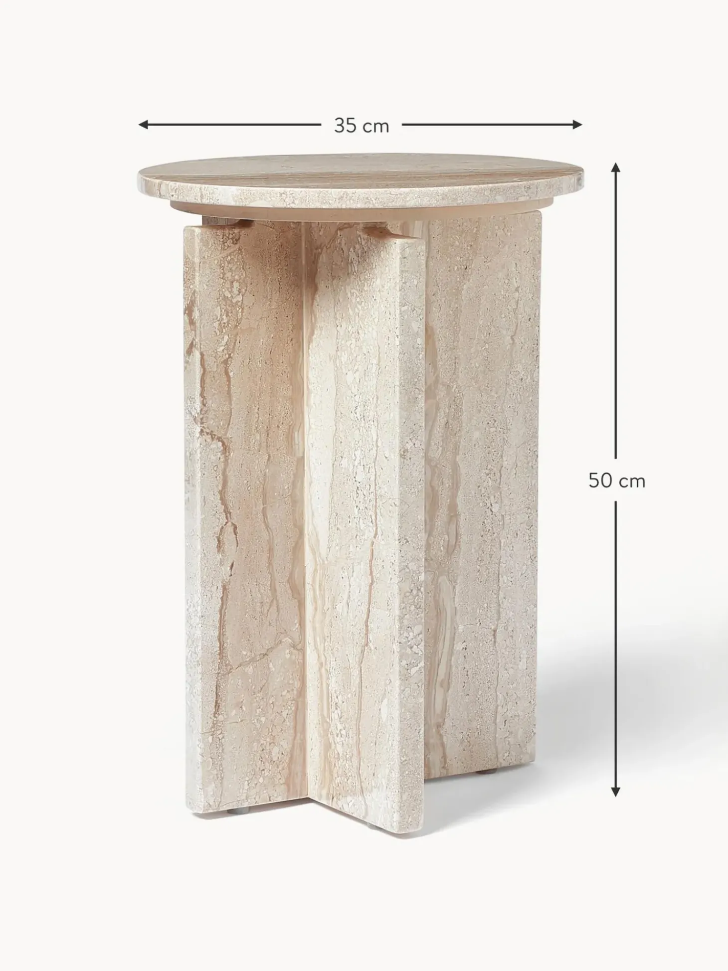 Mesa Auxiliar Redonda De Travertino Marisa