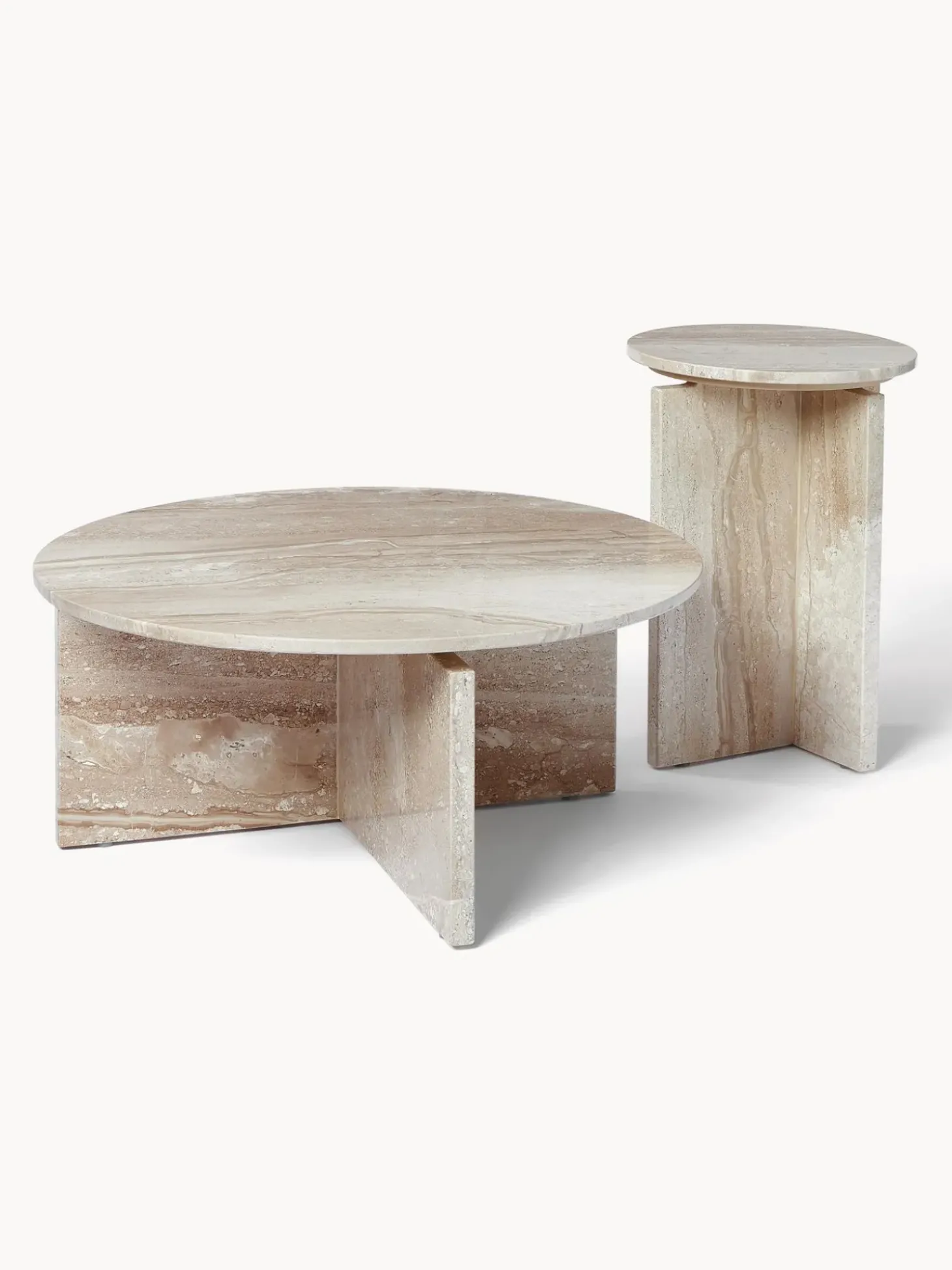 Mesa Auxiliar Redonda De Travertino Marisa