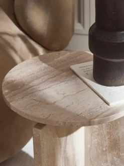 Mesa Auxiliar Redonda De Travertino Marisa