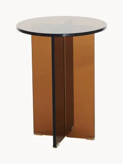 Mesa Auxiliar Redonda Iris, Tablero De Vidrio Tintato