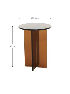 Mesa Auxiliar Redonda Iris, Tablero De Vidrio Tintato